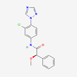 molecular formula C17H15ClN4O2 B6624954 (2R)-N-[3-chloro-4-(1,2,4-triazol-1-yl)phenyl]-2-methoxy-2-phenylacetamide 