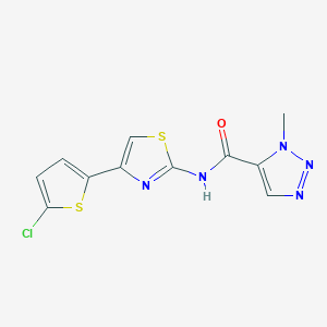 molecular formula C11H8ClN5OS2 B6624979 N-[4-(5-chlorothiophen-2-yl)-1,3-thiazol-2-yl]-3-methyltriazole-4-carboxamide 