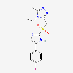 molecular formula C15H16FN5O2S B6625023 4-ethyl-3-[[5-(4-fluorophenyl)-1H-imidazol-2-yl]sulfonylmethyl]-5-methyl-1,2,4-triazole 