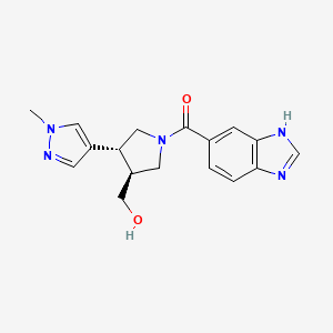 molecular formula C17H19N5O2 B6625043 3H-benzimidazol-5-yl-[(3S,4R)-3-(hydroxymethyl)-4-(1-methylpyrazol-4-yl)pyrrolidin-1-yl]methanone 