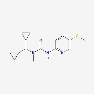 molecular formula C15H21N3OS B6625050 1-(Dicyclopropylmethyl)-1-methyl-3-(5-methylsulfanylpyridin-2-yl)urea 