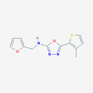 molecular formula C12H11N3O2S B6625110 N-(furan-2-ylmethyl)-5-(3-methylthiophen-2-yl)-1,3,4-oxadiazol-2-amine 