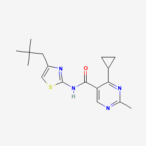 molecular formula C17H22N4OS B6625169 4-cyclopropyl-N-[4-(2,2-dimethylpropyl)-1,3-thiazol-2-yl]-2-methylpyrimidine-5-carboxamide 