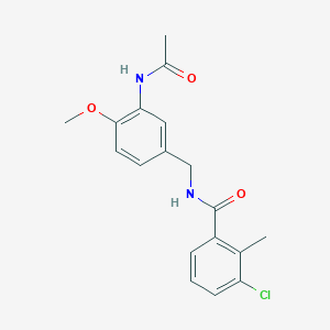 molecular formula C18H19ClN2O3 B6625175 N-[(3-acetamido-4-methoxyphenyl)methyl]-3-chloro-2-methylbenzamide 