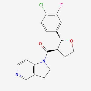 molecular formula C18H16ClFN2O2 B6625179 [(2R,3R)-2-(4-chloro-3-fluorophenyl)oxolan-3-yl]-(2,3-dihydropyrrolo[3,2-c]pyridin-1-yl)methanone 