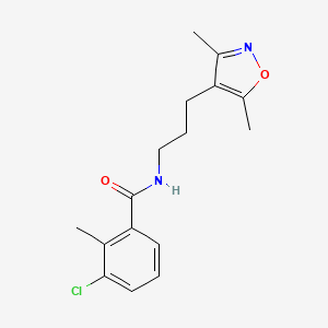molecular formula C16H19ClN2O2 B6625256 3-chloro-N-[3-(3,5-dimethyl-1,2-oxazol-4-yl)propyl]-2-methylbenzamide 