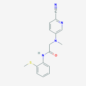 molecular formula C16H16N4OS B6625263 2-[(6-cyanopyridin-3-yl)-methylamino]-N-(2-methylsulfanylphenyl)acetamide 