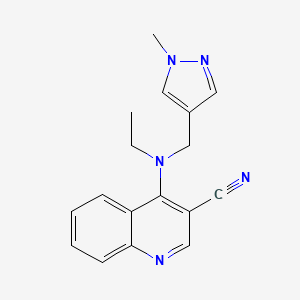 molecular formula C17H17N5 B6625280 4-[Ethyl-[(1-methylpyrazol-4-yl)methyl]amino]quinoline-3-carbonitrile 