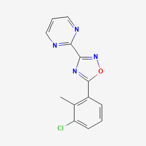 molecular formula C13H9ClN4O B6625293 5-(3-Chloro-2-methylphenyl)-3-pyrimidin-2-yl-1,2,4-oxadiazole 