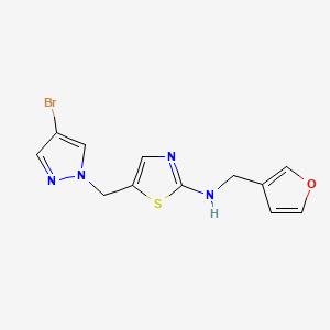 molecular formula C12H11BrN4OS B6625294 5-[(4-bromopyrazol-1-yl)methyl]-N-(furan-3-ylmethyl)-1,3-thiazol-2-amine 