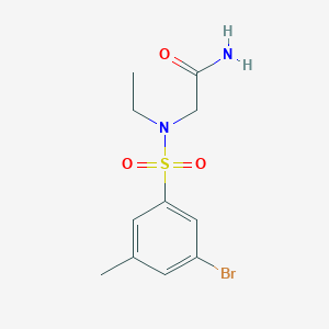 molecular formula C11H15BrN2O3S B6625314 2-[(3-Bromo-5-methylphenyl)sulfonyl-ethylamino]acetamide 