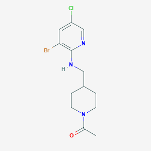 molecular formula C13H17BrClN3O B6625325 1-[4-[[(3-Bromo-5-chloropyridin-2-yl)amino]methyl]piperidin-1-yl]ethanone 