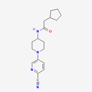 molecular formula C18H24N4O B6625342 N-[1-(6-cyanopyridin-3-yl)piperidin-4-yl]-2-cyclopentylacetamide 