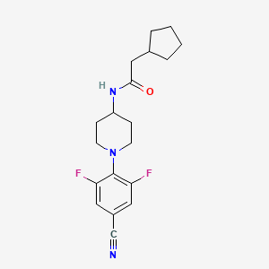 molecular formula C19H23F2N3O B6625350 N-[1-(4-cyano-2,6-difluorophenyl)piperidin-4-yl]-2-cyclopentylacetamide 