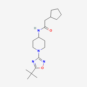 molecular formula C18H30N4O2 B6625361 N-[1-(5-tert-butyl-1,2,4-oxadiazol-3-yl)piperidin-4-yl]-2-cyclopentylacetamide 