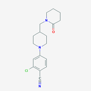molecular formula C18H22ClN3O B6625381 2-Chloro-4-[4-[(2-oxopiperidin-1-yl)methyl]piperidin-1-yl]benzonitrile 