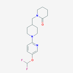 molecular formula C17H23F2N3O2 B6625388 1-[[1-[5-(Difluoromethoxy)pyridin-2-yl]piperidin-4-yl]methyl]piperidin-2-one 