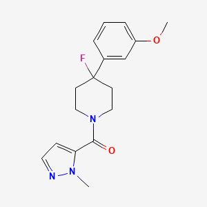 molecular formula C17H20FN3O2 B6625422 [4-Fluoro-4-(3-methoxyphenyl)piperidin-1-yl]-(2-methylpyrazol-3-yl)methanone 