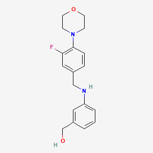 molecular formula C18H21FN2O2 B6625508 [3-[(3-Fluoro-4-morpholin-4-ylphenyl)methylamino]phenyl]methanol 