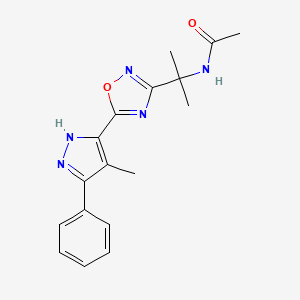 N-[2-[5-(4-methyl-3-phenyl-1H-pyrazol-5-yl)-1,2,4-oxadiazol-3-yl]propan-2-yl]acetamide