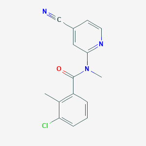 molecular formula C15H12ClN3O B6625613 3-chloro-N-(4-cyanopyridin-2-yl)-N,2-dimethylbenzamide 