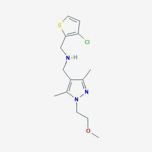 molecular formula C14H20ClN3OS B6625640 N-[(3-chlorothiophen-2-yl)methyl]-1-[1-(2-methoxyethyl)-3,5-dimethylpyrazol-4-yl]methanamine 
