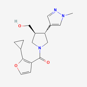 molecular formula C17H21N3O3 B6625643 (2-cyclopropylfuran-3-yl)-[(3S,4R)-3-(hydroxymethyl)-4-(1-methylpyrazol-4-yl)pyrrolidin-1-yl]methanone 