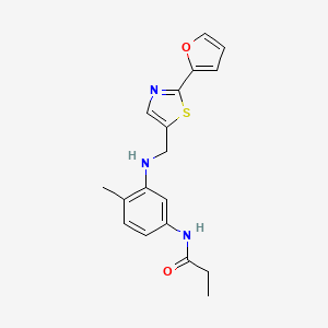molecular formula C18H19N3O2S B6625650 N-[3-[[2-(furan-2-yl)-1,3-thiazol-5-yl]methylamino]-4-methylphenyl]propanamide 