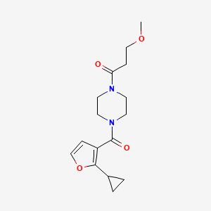 molecular formula C16H22N2O4 B6625657 1-[4-(2-Cyclopropylfuran-3-carbonyl)piperazin-1-yl]-3-methoxypropan-1-one 