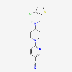 molecular formula C16H17ClN4S B6625689 6-[4-[(3-Chlorothiophen-2-yl)methylamino]piperidin-1-yl]pyridine-3-carbonitrile 