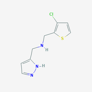 molecular formula C9H10ClN3S B6625693 N-[(3-chlorothiophen-2-yl)methyl]-1-(1H-pyrazol-5-yl)methanamine 