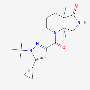 molecular formula C18H26N4O2 B6625709 (4aR,7aS)-1-(1-tert-butyl-5-cyclopropylpyrazole-3-carbonyl)-3,4,4a,6,7,7a-hexahydro-2H-pyrrolo[3,4-b]pyridin-5-one 