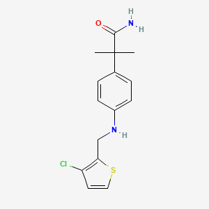 molecular formula C15H17ClN2OS B6625717 2-[4-[(3-Chlorothiophen-2-yl)methylamino]phenyl]-2-methylpropanamide 