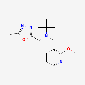 molecular formula C15H22N4O2 B6625749 N-[(2-methoxypyridin-3-yl)methyl]-2-methyl-N-[(5-methyl-1,3,4-oxadiazol-2-yl)methyl]propan-2-amine 