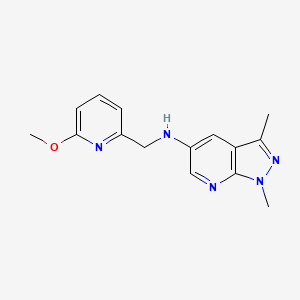 molecular formula C15H17N5O B6625765 N-[(6-methoxypyridin-2-yl)methyl]-1,3-dimethylpyrazolo[3,4-b]pyridin-5-amine 