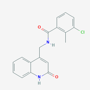 molecular formula C18H15ClN2O2 B6625854 3-chloro-2-methyl-N-[(2-oxo-1H-quinolin-4-yl)methyl]benzamide 