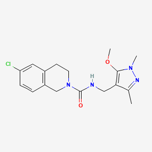 molecular formula C17H21ClN4O2 B6625898 6-chloro-N-[(5-methoxy-1,3-dimethylpyrazol-4-yl)methyl]-3,4-dihydro-1H-isoquinoline-2-carboxamide 