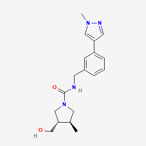 molecular formula C18H24N4O2 B6625903 (3S,4S)-3-(hydroxymethyl)-4-methyl-N-[[3-(1-methylpyrazol-4-yl)phenyl]methyl]pyrrolidine-1-carboxamide 