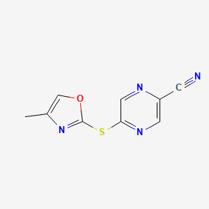 molecular formula C9H6N4OS B6625940 5-[(4-Methyl-1,3-oxazol-2-yl)sulfanyl]pyrazine-2-carbonitrile 