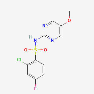 molecular formula C11H9ClFN3O3S B6625945 2-chloro-4-fluoro-N-(5-methoxypyrimidin-2-yl)benzenesulfonamide 