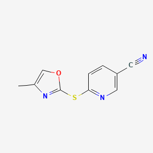 molecular formula C10H7N3OS B6625959 6-[(4-Methyl-1,3-oxazol-2-yl)sulfanyl]pyridine-3-carbonitrile 