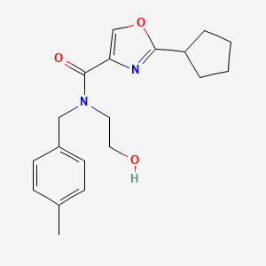 2-cyclopentyl-N-(2-hydroxyethyl)-N-[(4-methylphenyl)methyl]-1,3-oxazole-4-carboxamide