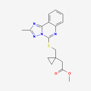 molecular formula C17H18N4O2S B6626023 Methyl 2-[1-[(2-methyl-[1,2,4]triazolo[1,5-c]quinazolin-5-yl)sulfanylmethyl]cyclopropyl]acetate 