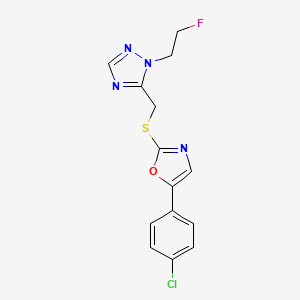 5-(4-Chlorophenyl)-2-[[2-(2-fluoroethyl)-1,2,4-triazol-3-yl]methylsulfanyl]-1,3-oxazole