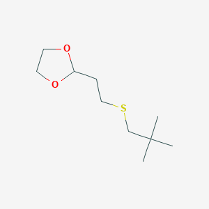 molecular formula C10H20O2S B6626052 2-[2-(2,2-Dimethylpropylsulfanyl)ethyl]-1,3-dioxolane 
