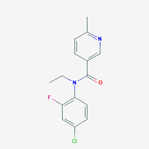 molecular formula C15H14ClFN2O B6626113 N-(4-chloro-2-fluorophenyl)-N-ethyl-6-methylpyridine-3-carboxamide 