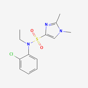 molecular formula C13H16ClN3O2S B6626141 N-(2-chlorophenyl)-N-ethyl-1,2-dimethylimidazole-4-sulfonamide 