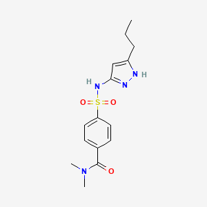 molecular formula C15H20N4O3S B6626157 N,N-dimethyl-4-[(5-propyl-1H-pyrazol-3-yl)sulfamoyl]benzamide 