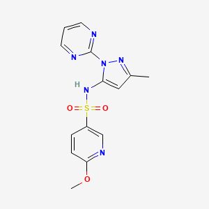 molecular formula C14H14N6O3S B6626168 6-methoxy-N-(5-methyl-2-pyrimidin-2-ylpyrazol-3-yl)pyridine-3-sulfonamide 