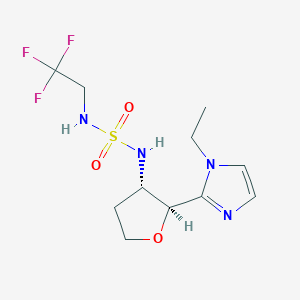 molecular formula C11H17F3N4O3S B6626190 (2S,3S)-2-(1-ethylimidazol-2-yl)-N-(2,2,2-trifluoroethylsulfamoyl)oxolan-3-amine 